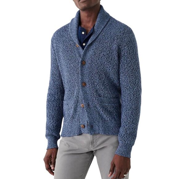 Faherty Marbled Men’s Cardigan Sweater - Picture 1 of 10
